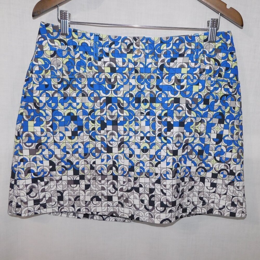 Slazenger Golf Funky Blue White Black Yellow Skort Geometric Pattern Womens 8